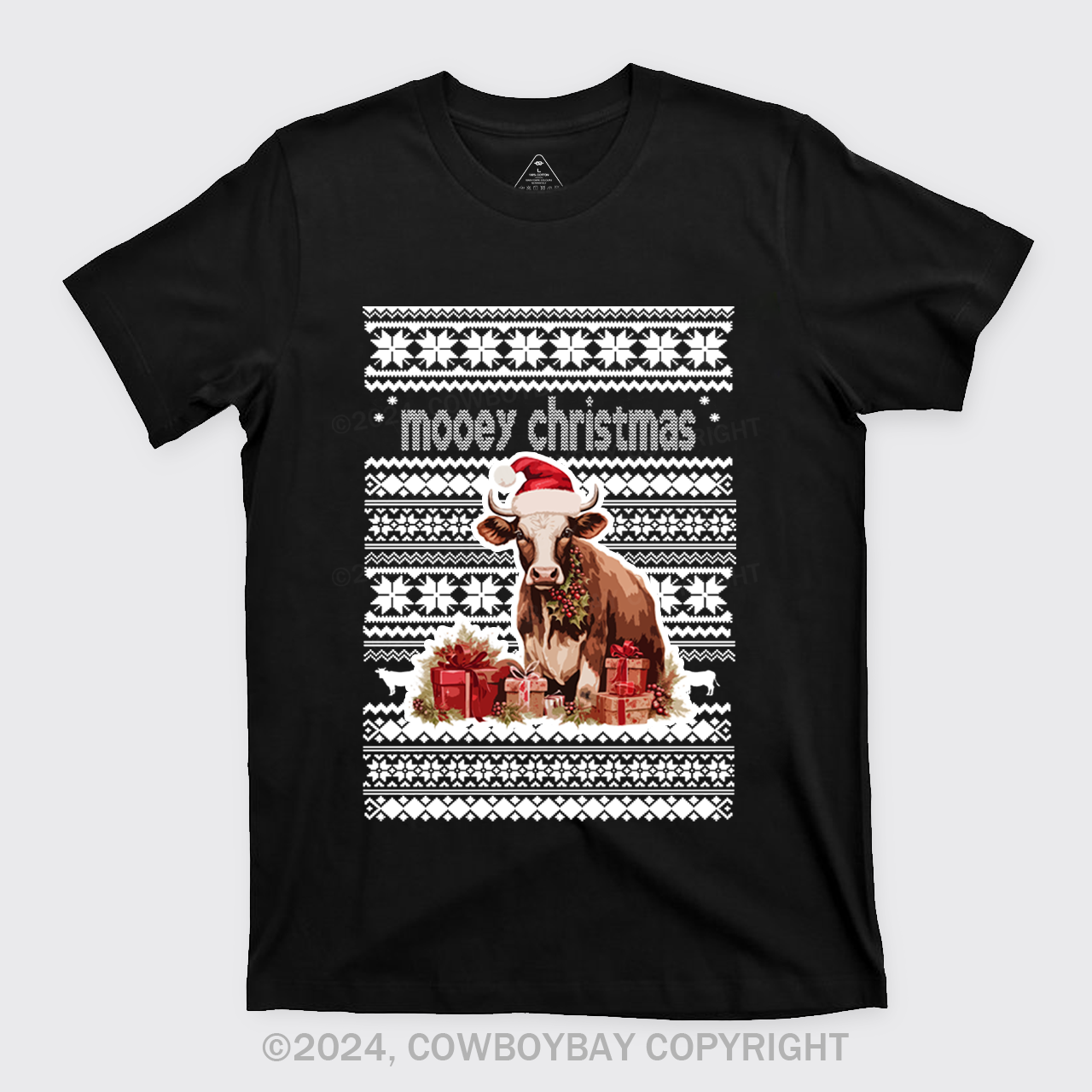 Christmas Cow With Santa T-Shirts