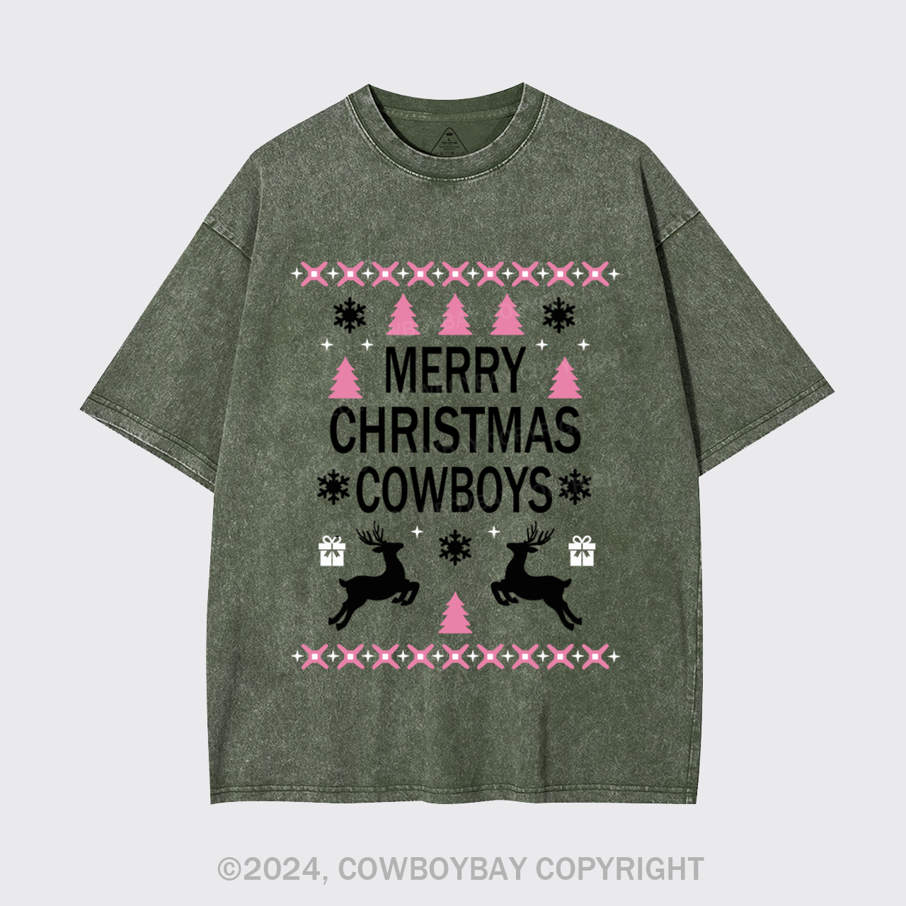 Merry Christmas Cowboys Garment-dye Tees