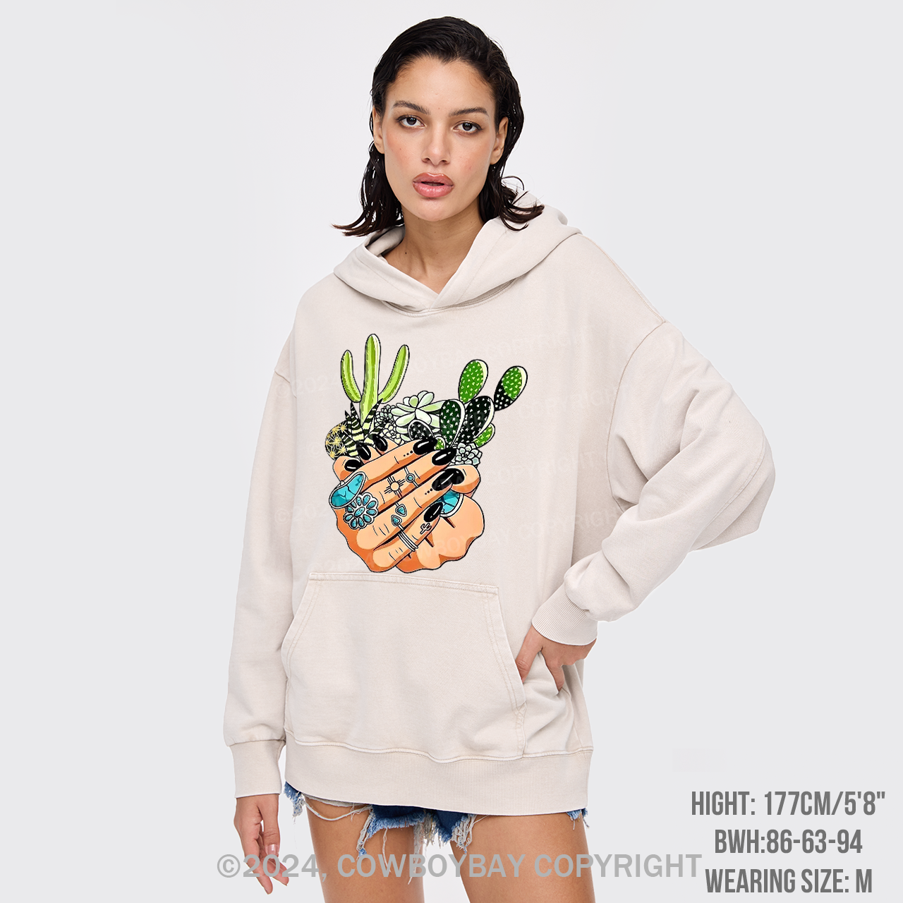 Cactus In My Palm Western Cowboy Garment-Dye Hoodies