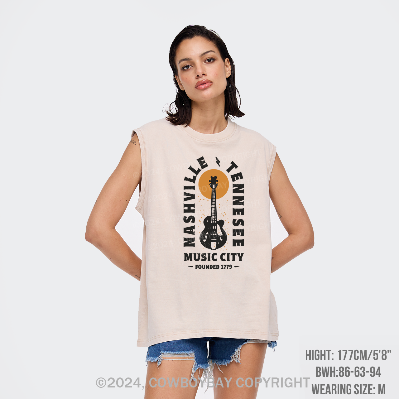 Nashville Tennessee Music City Guitar Washed Tanks