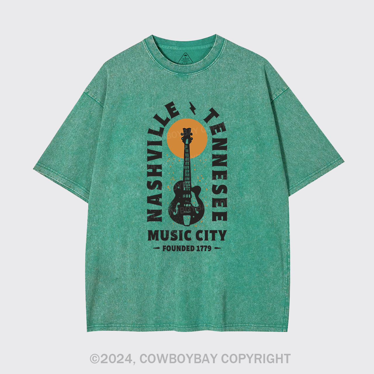 Nashville Tennessee Music City Guitar Garment-dye Tees