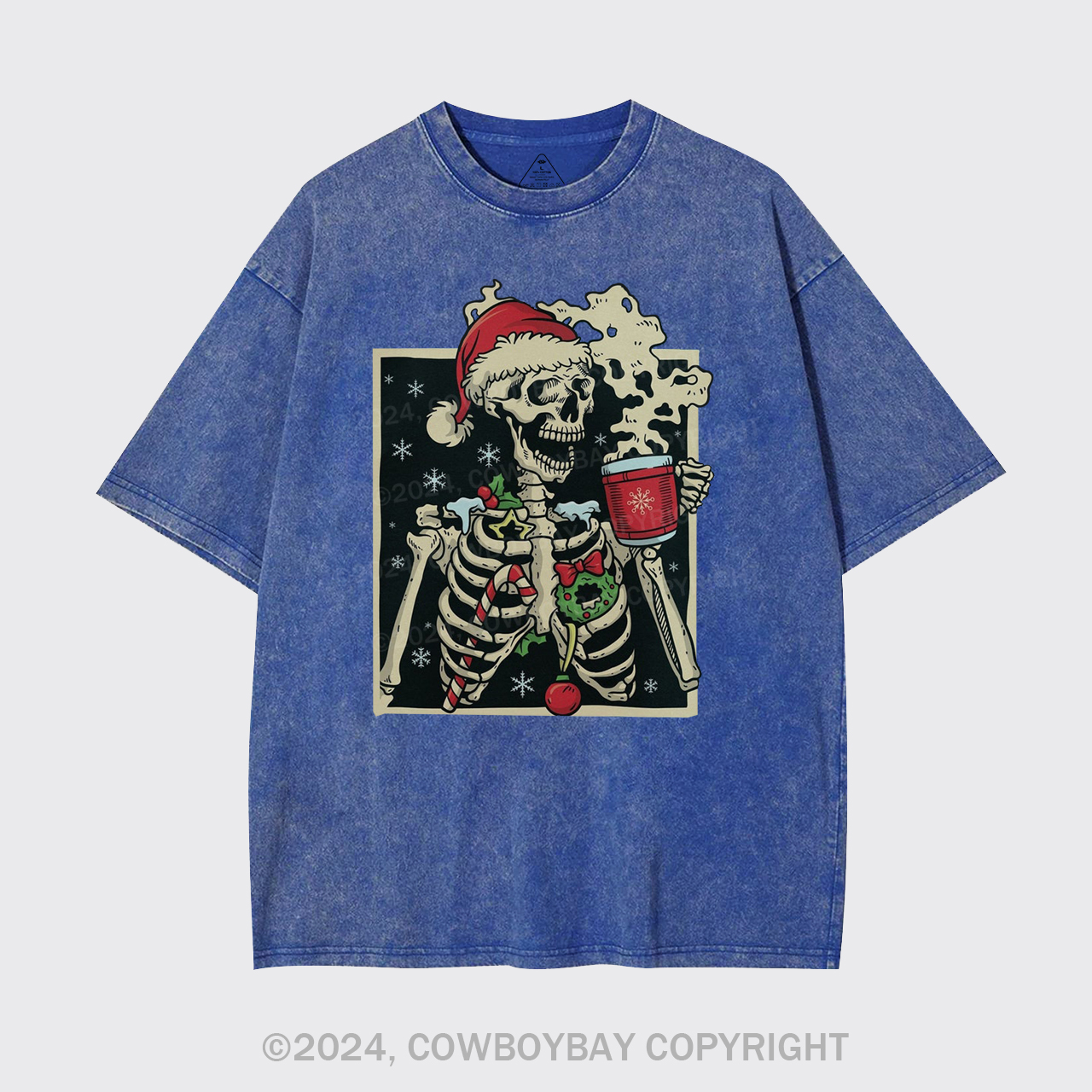 Dead Inside Skeleton Christmas Garment-dye Tees