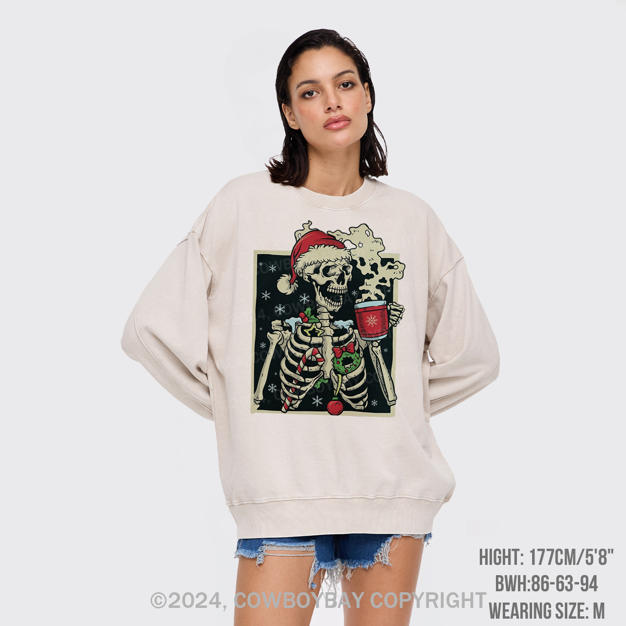Dead Inside Skeleton Christmas Washed Sweatshirts