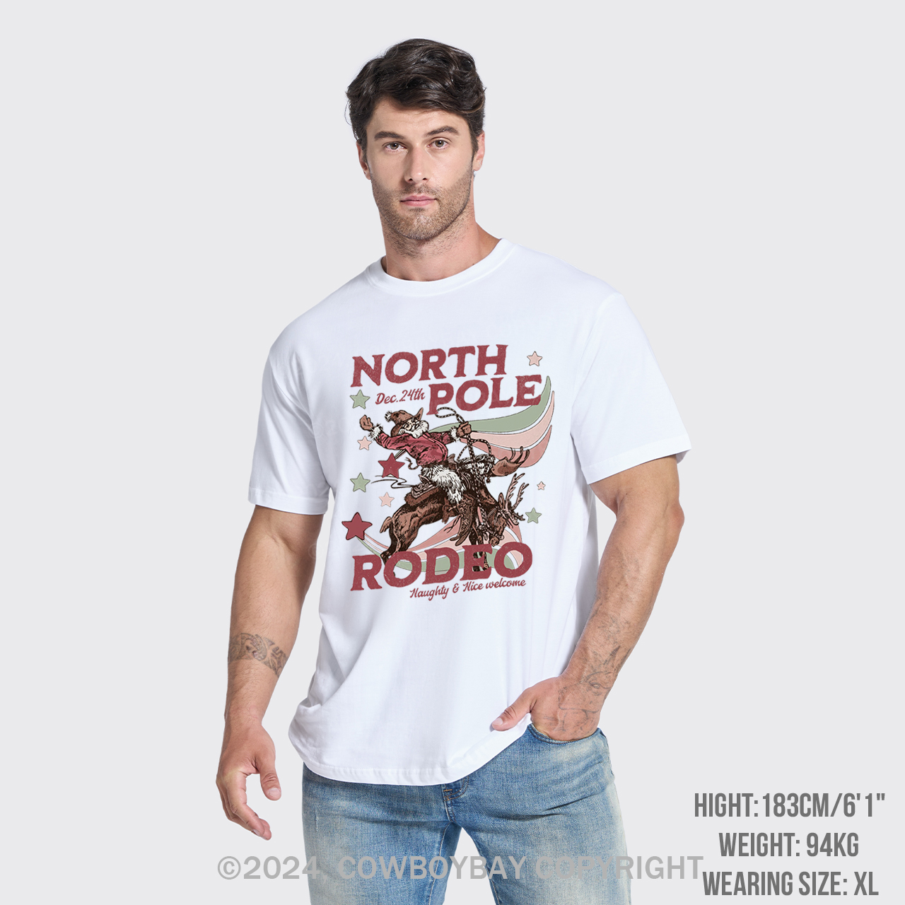 North Pole Rodeo Retro Western Christmas T-Shirts