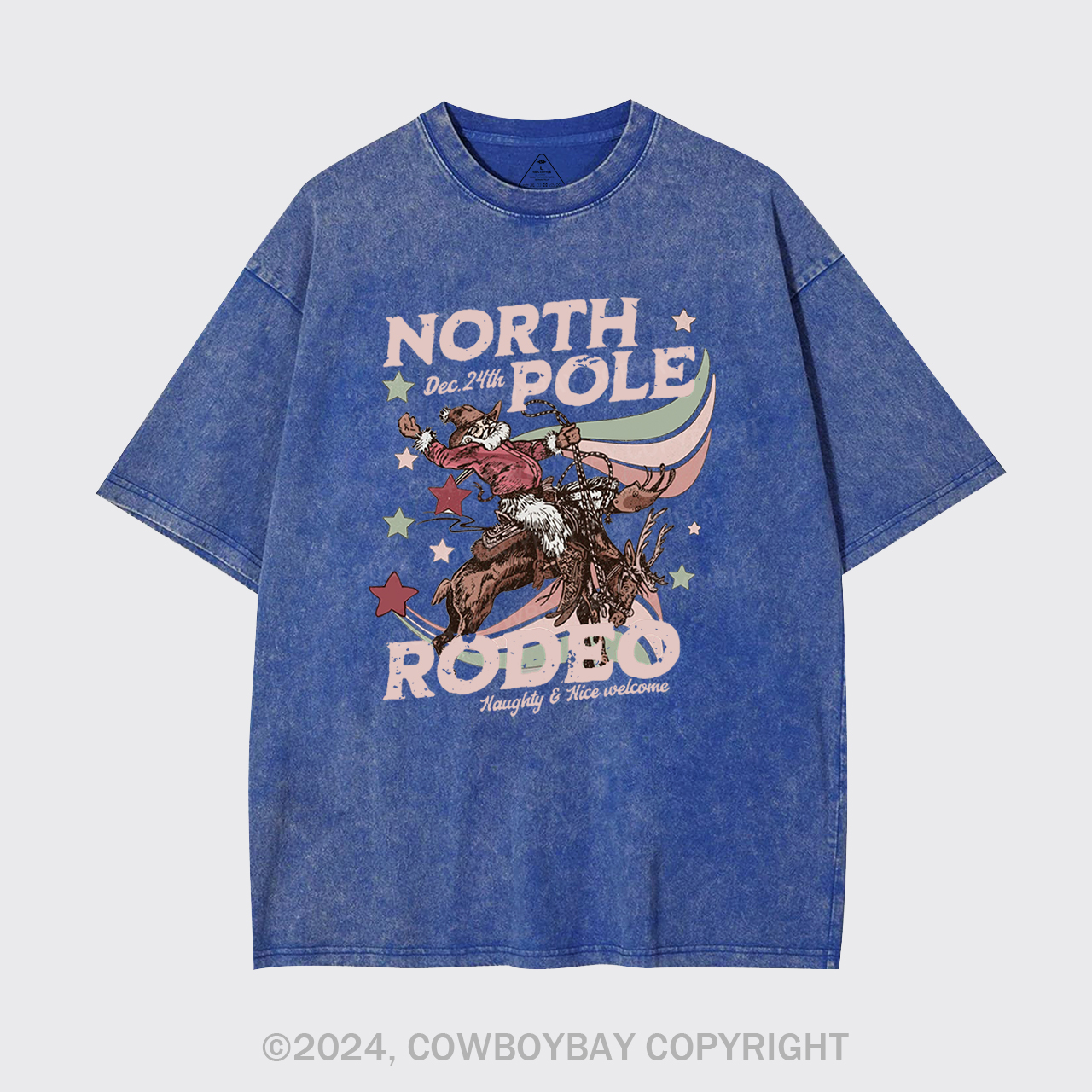North Pole Rodeo Retro Western Christmas Garment-dye Tees