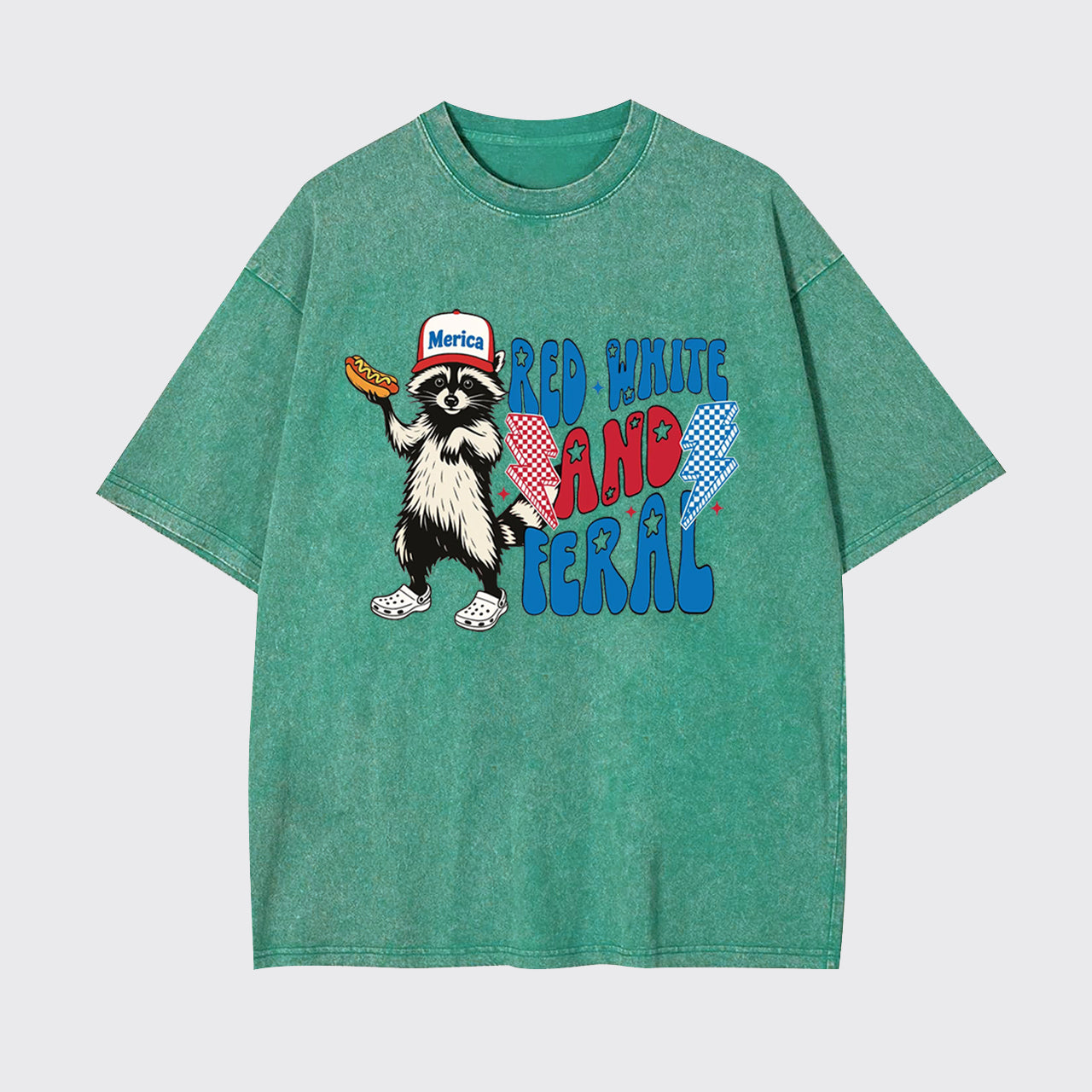 4th Of July-Red White And Feral Garment-dye Tees