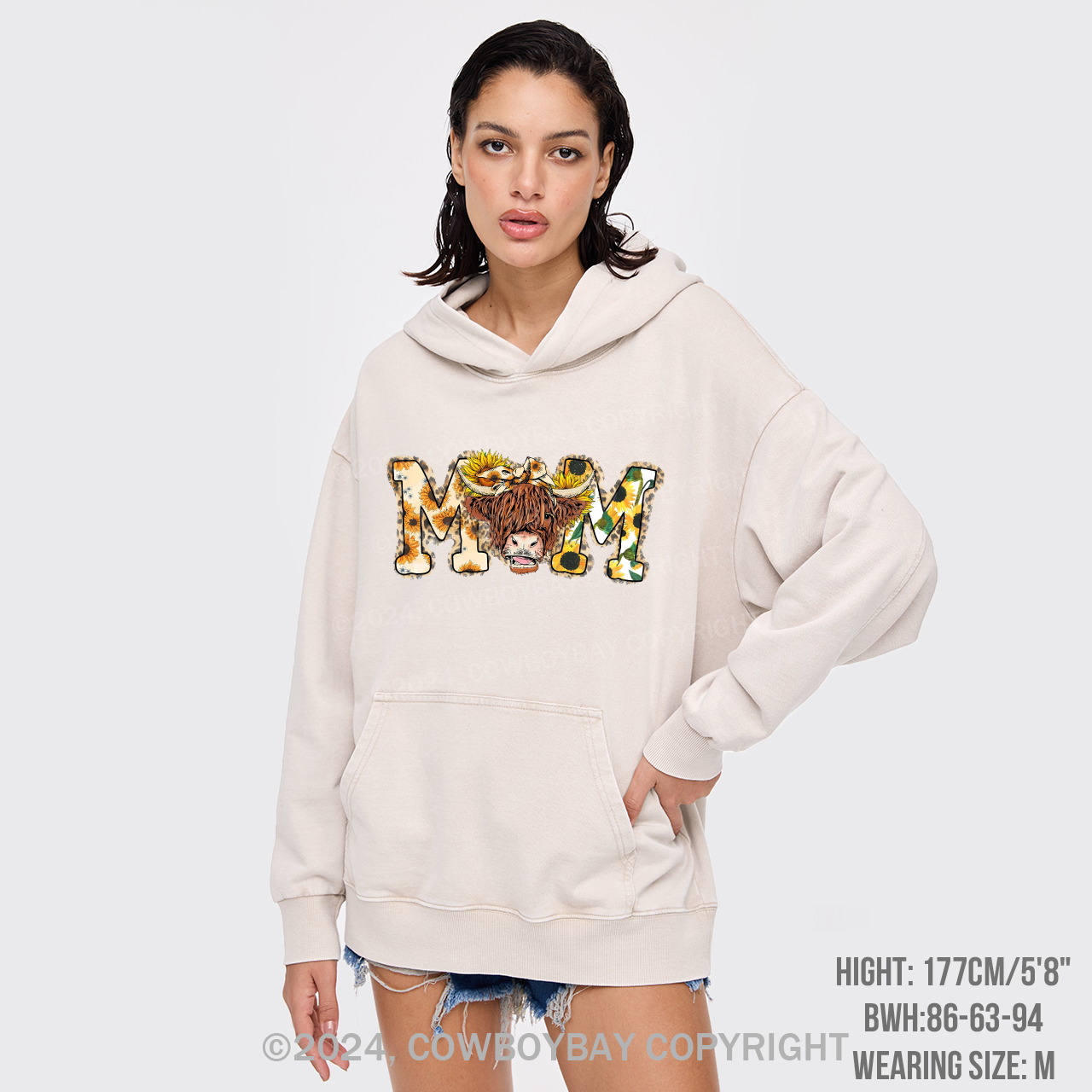 Mom Cow Western Garment-Dye Hoodies