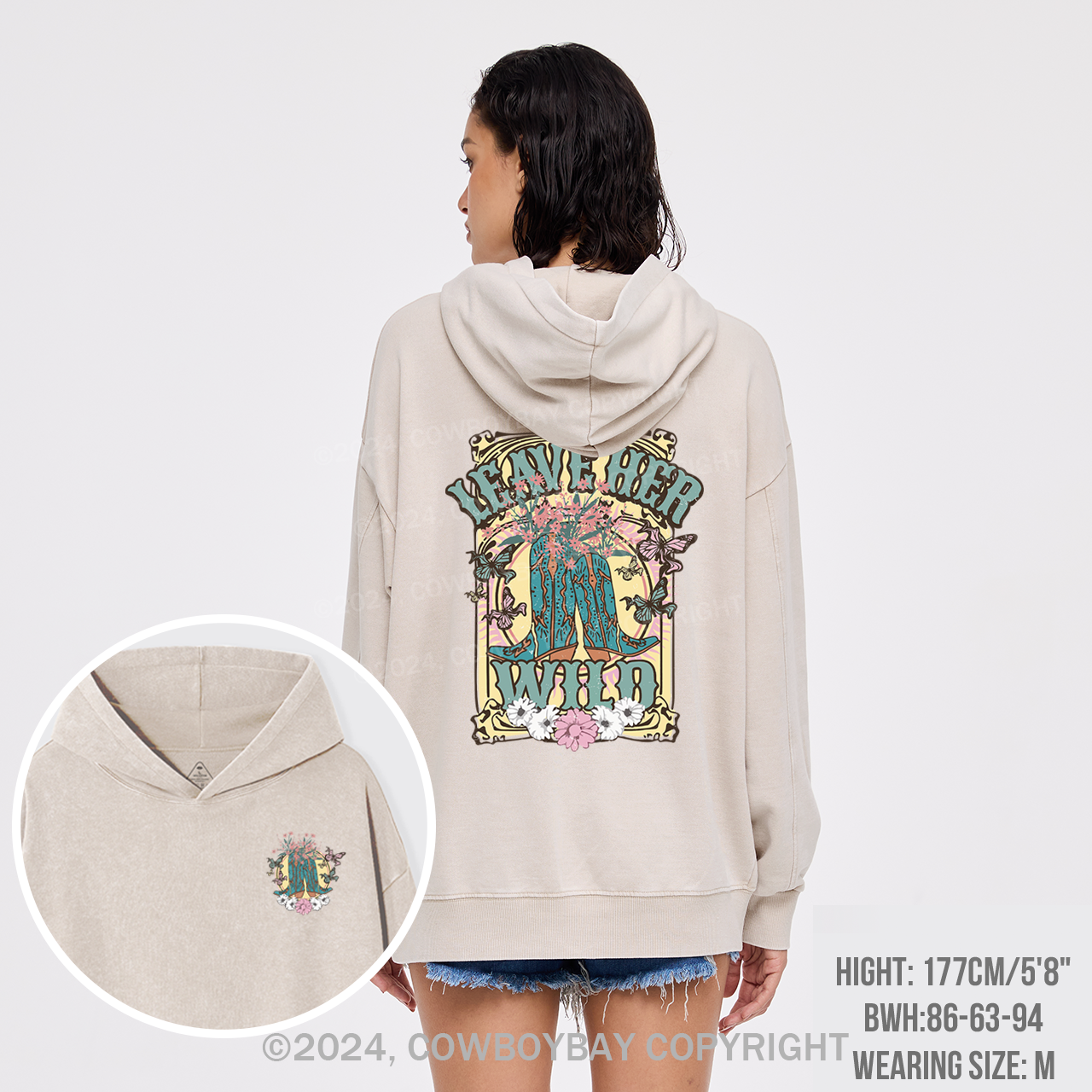 Leave Her Wild Western Cowboy Garment-Dye Hoodies