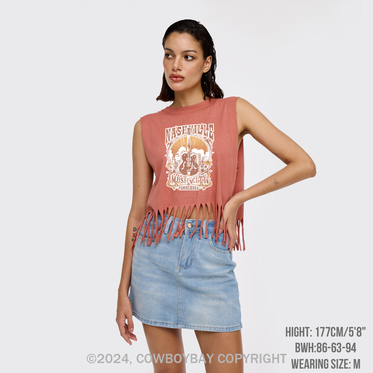 Nashville Music City Vintage Guitar Fringe Tank