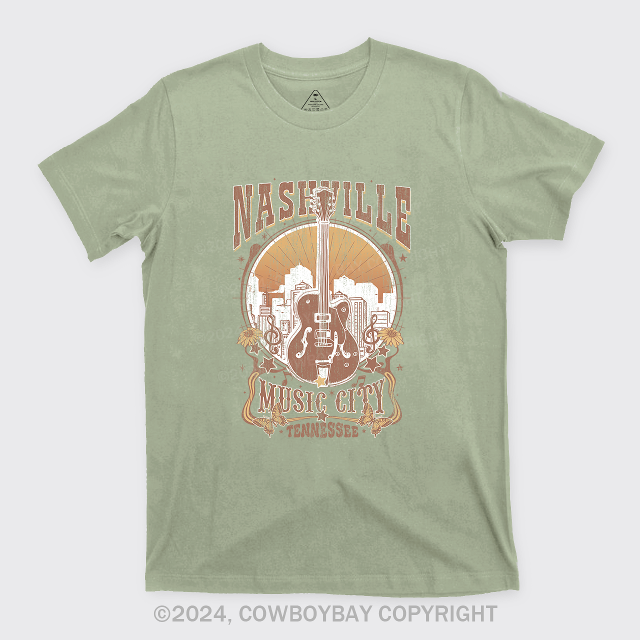 Nashville Music City Vintage Guitar T-Shirt