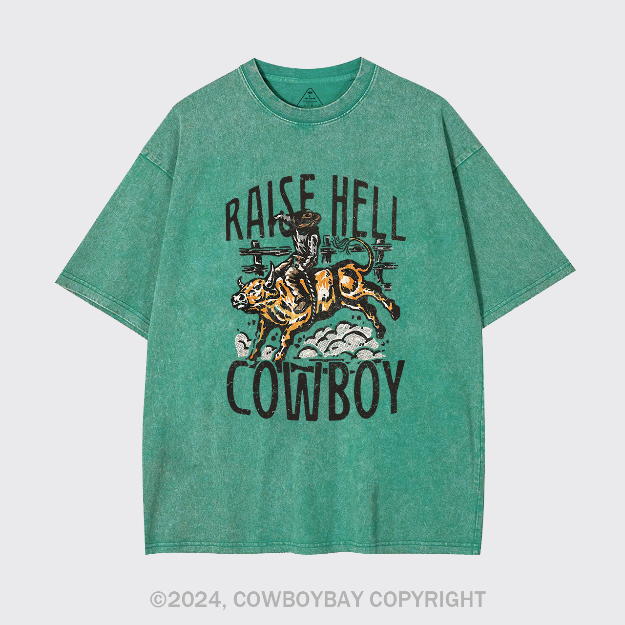 Raise Hell Cowboy Garment-dye Tees