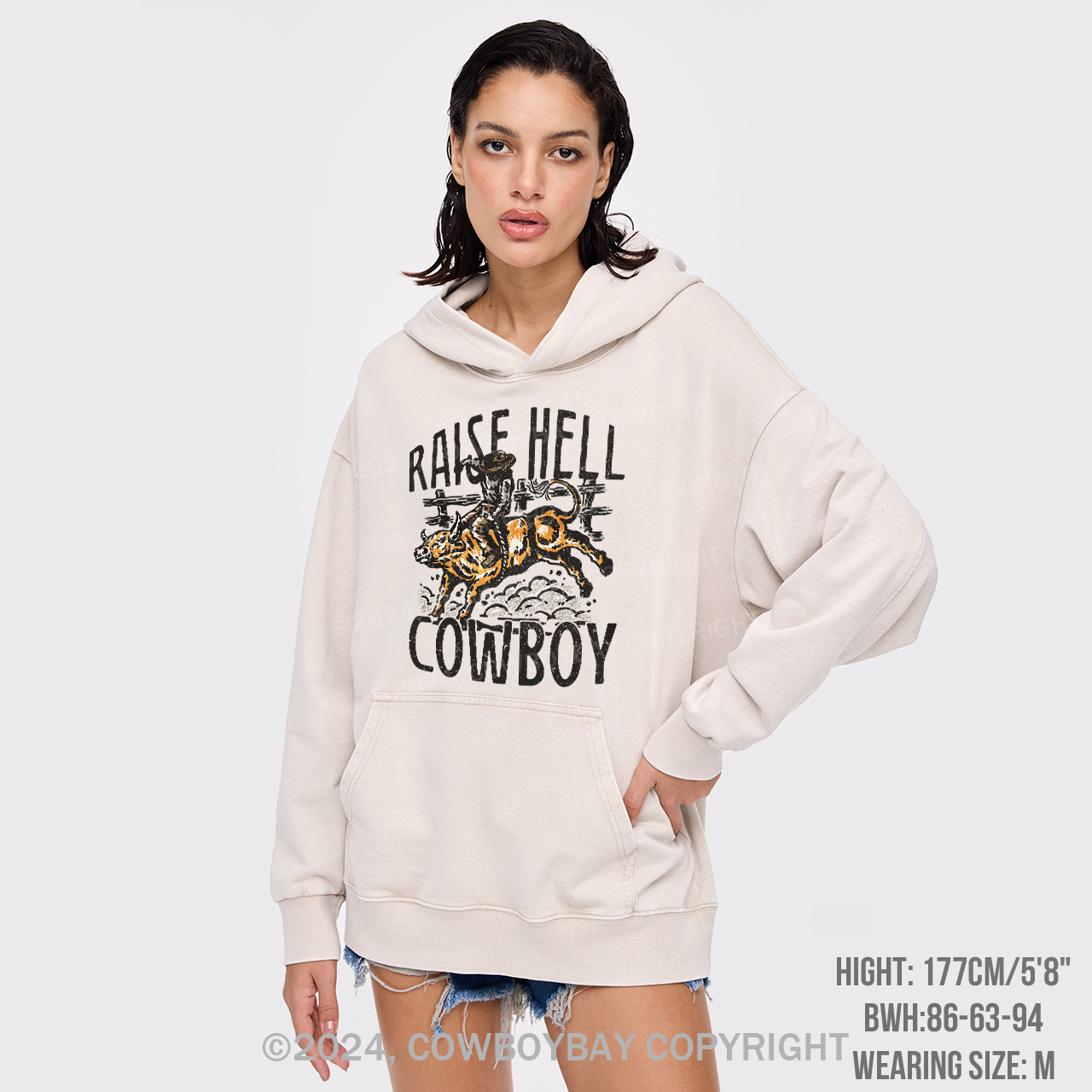 Raise Hell Cowboy Garment-Dye Hoodies