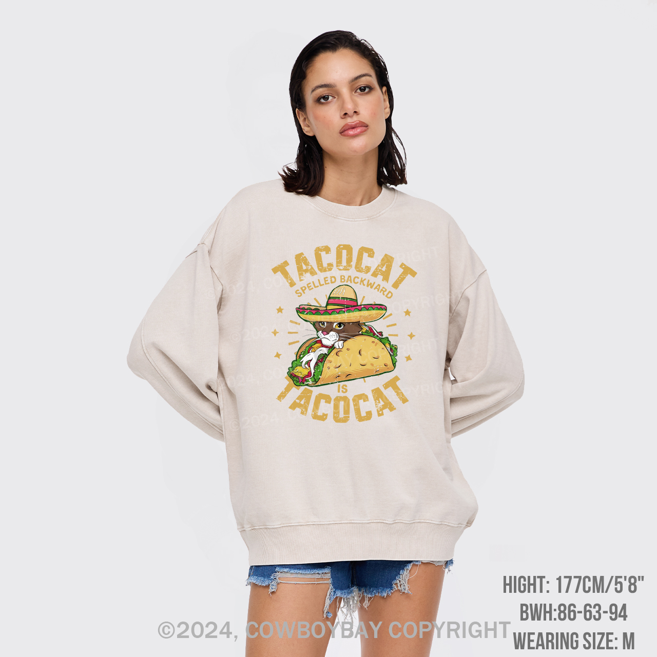 Tacocat Spelled Backward Is Tacocat Washed Sweatshirts