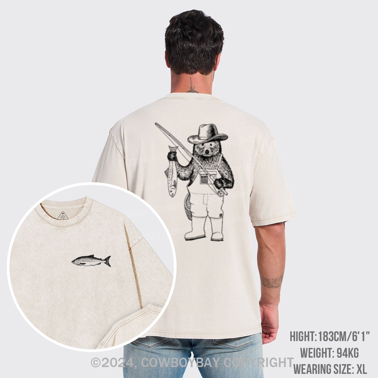 Fishing Bear Garment-dye Tees