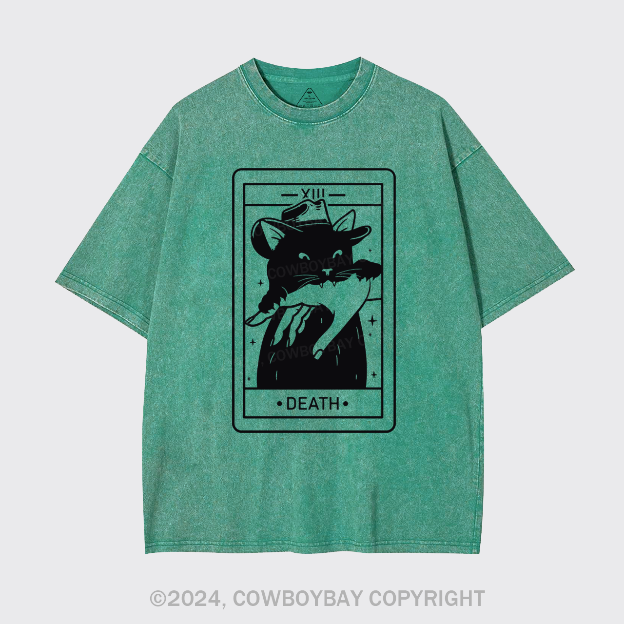 Tarot Death Witchy Cat Garment-dye Tees