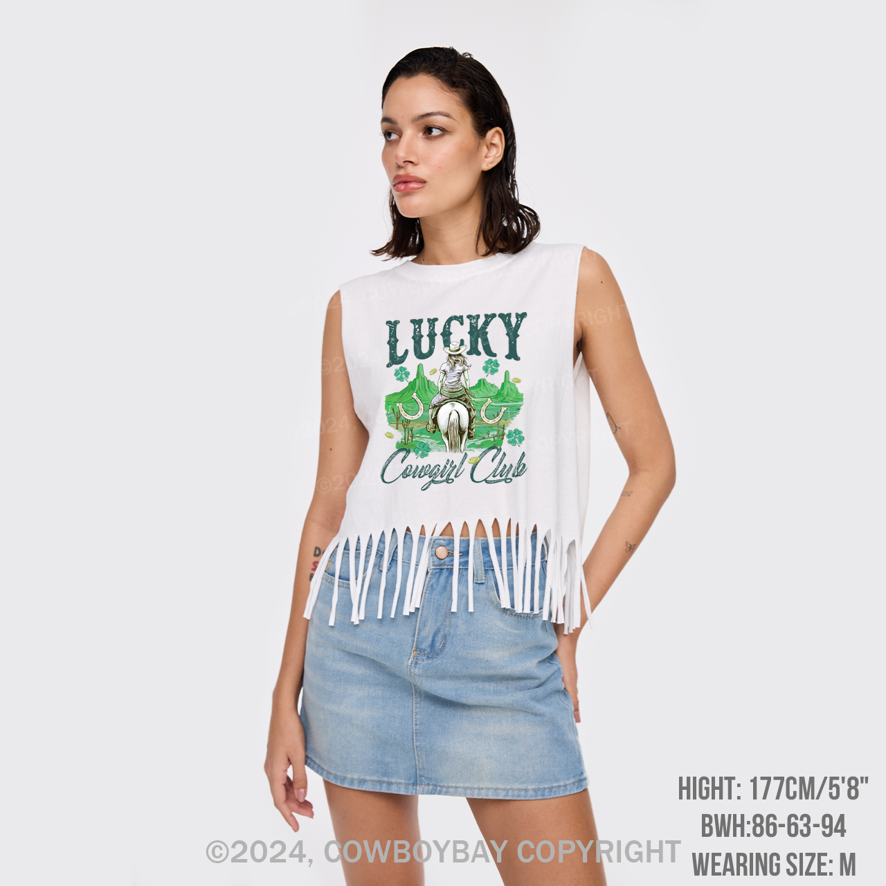 Lucky Cowgirl Club Fringe Tank