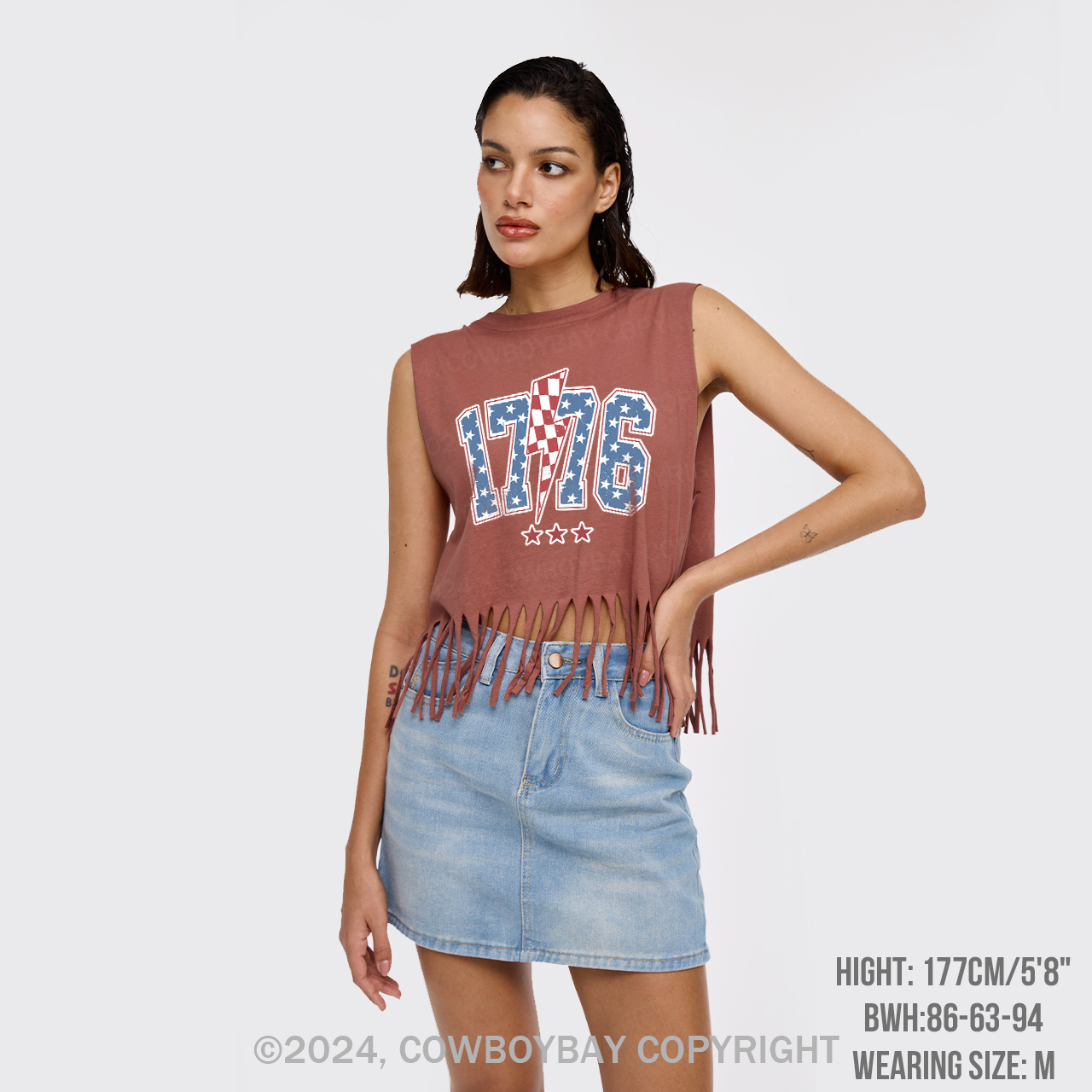 1776 America 4th of July Fringe Tank