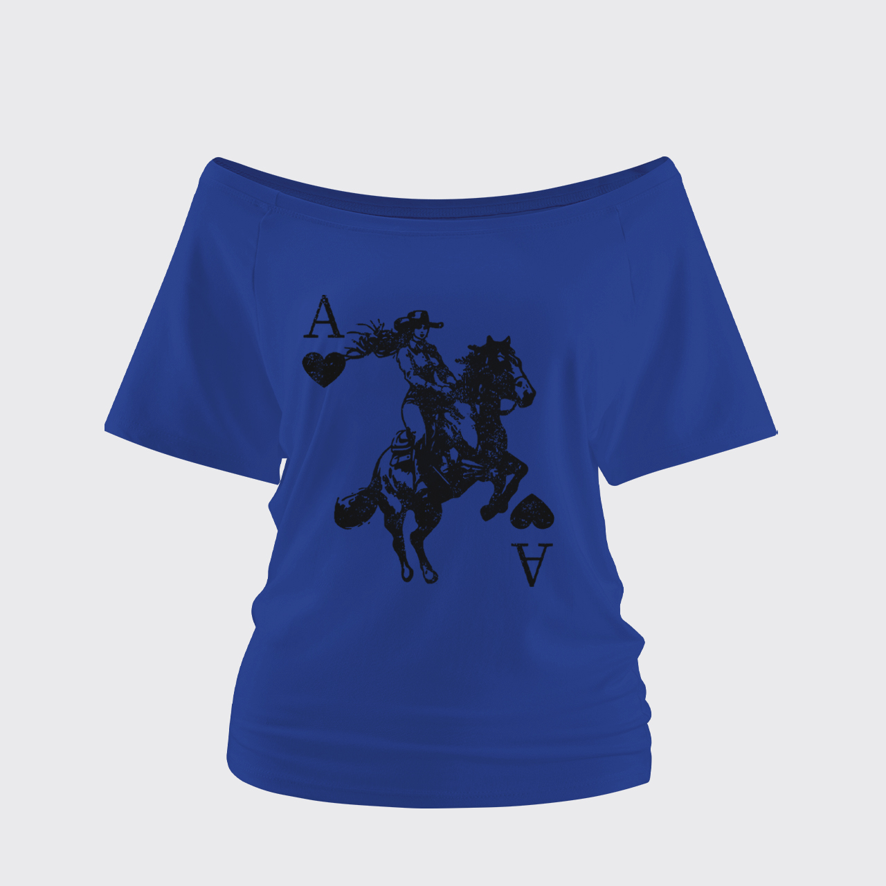 Heart Playing Card Cowgirl Off Shoulder Top
