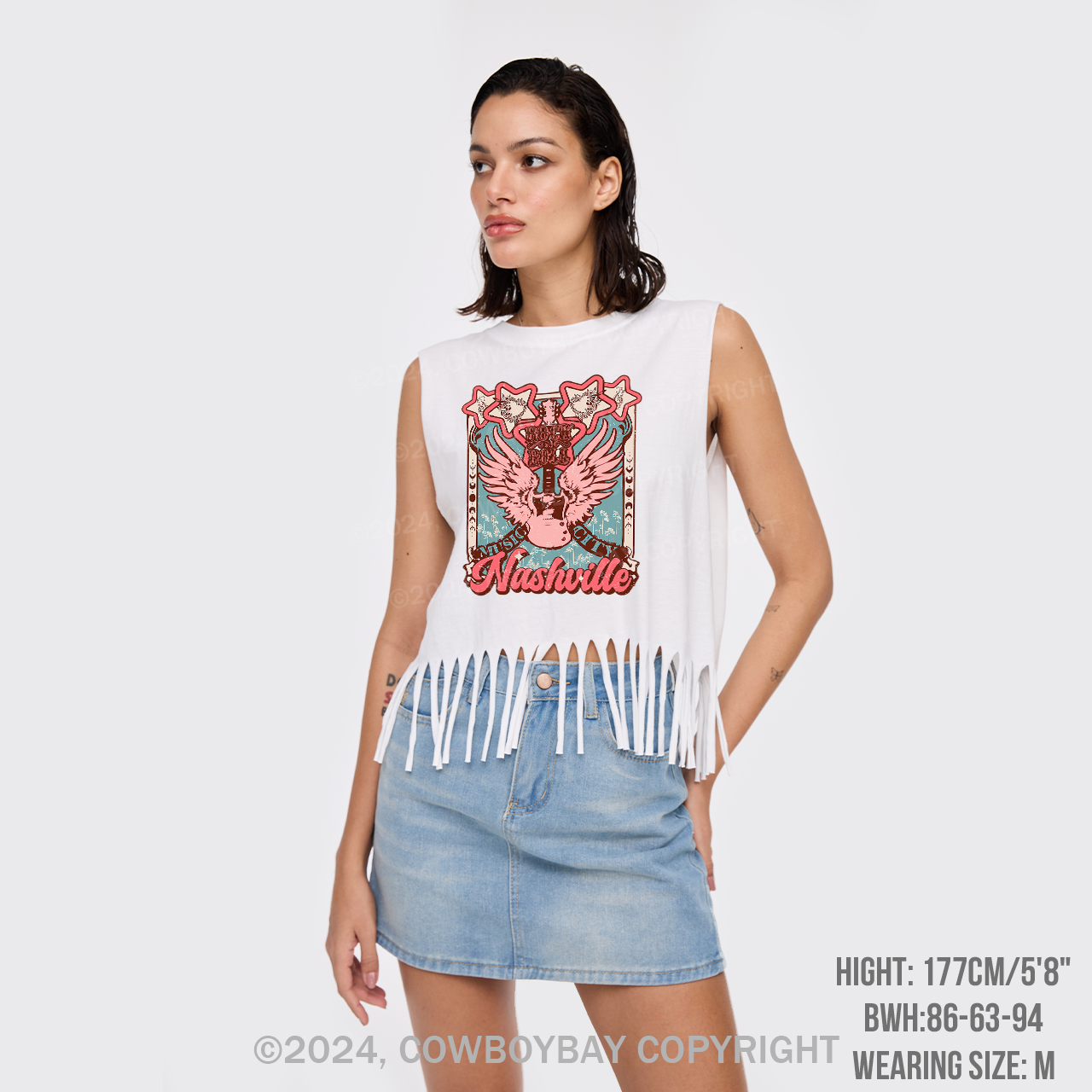 Nashville Music City Country Cowgirl Fringe Tank