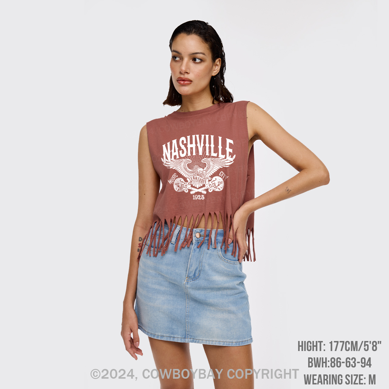 Boho Nashville Western Country Music Fringe Tank