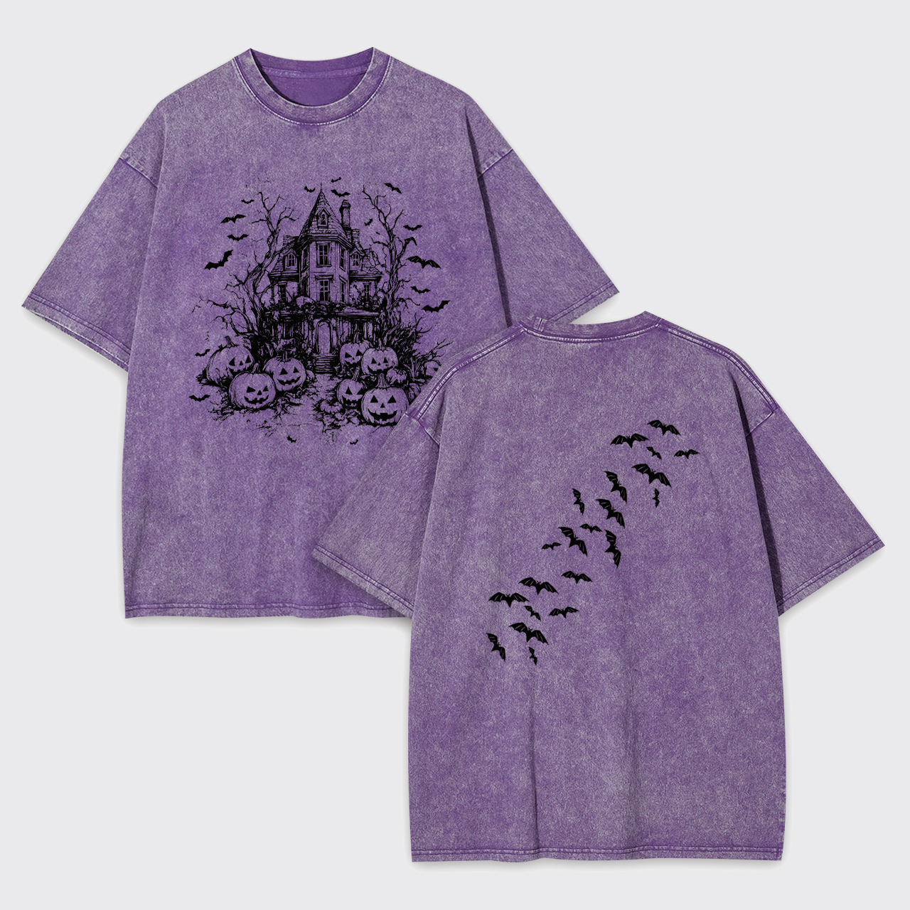 Vintage Haunted House Halloween Garment-dye Tees