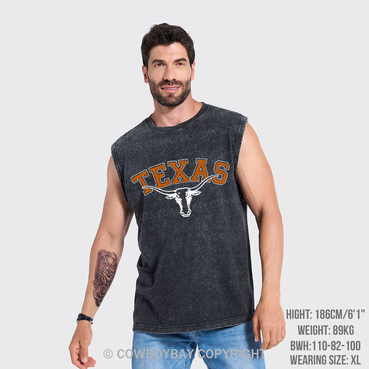 Texas Cow Bull Washed Tanks