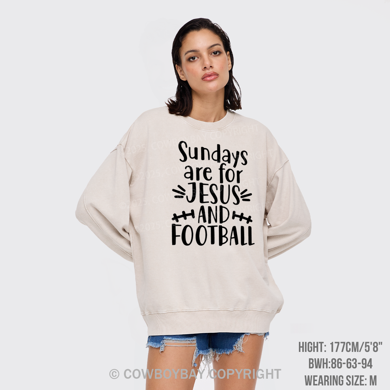 Jesus And Football Washed Sweatshirts
