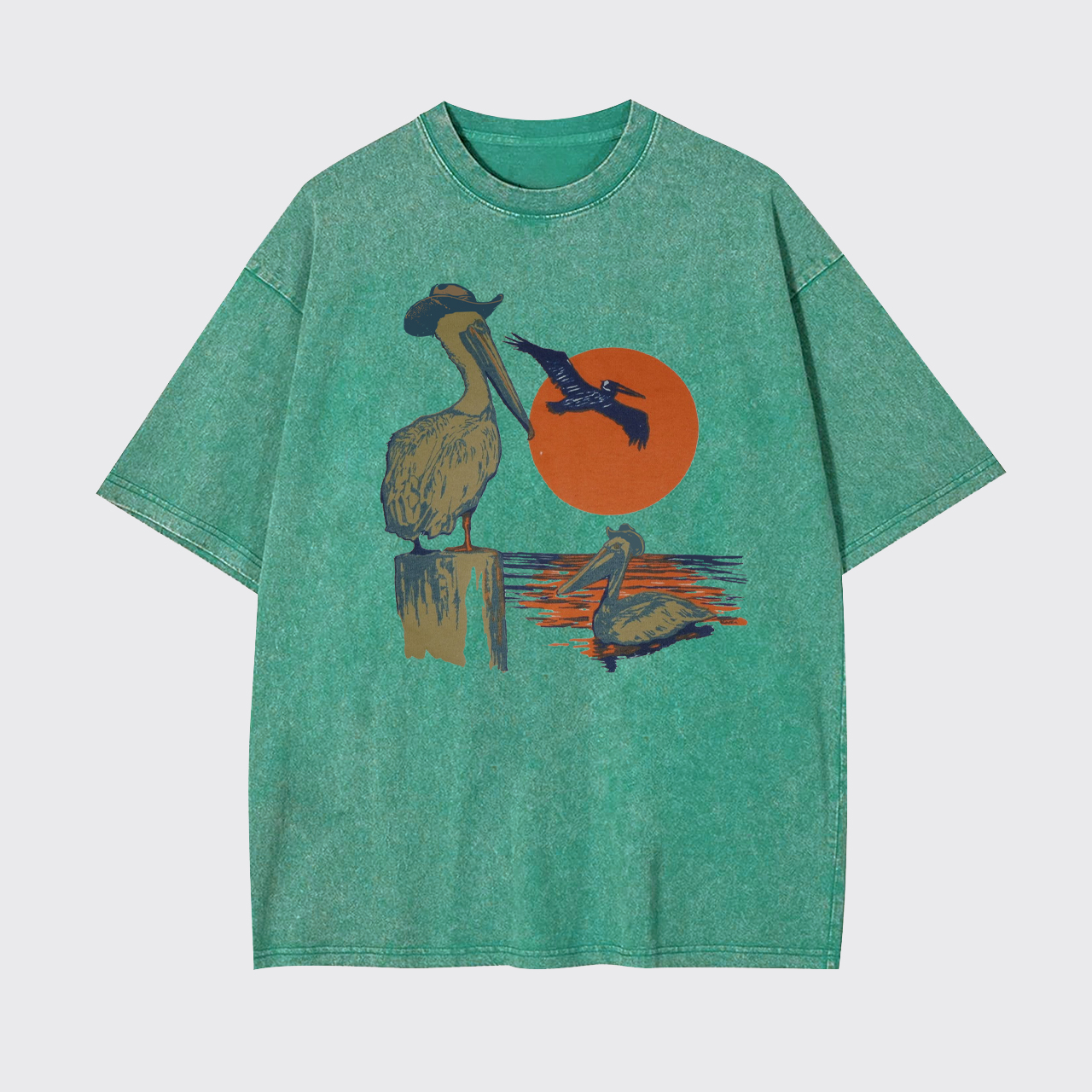 Western Sunset Cowboy Pelican Garment-dye Tees