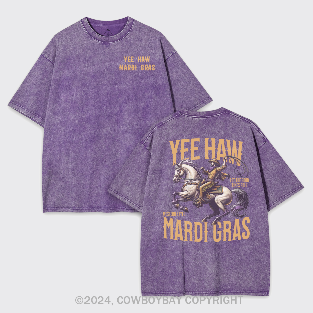 Yee Haw Mardi Gras Garment-dye Tees