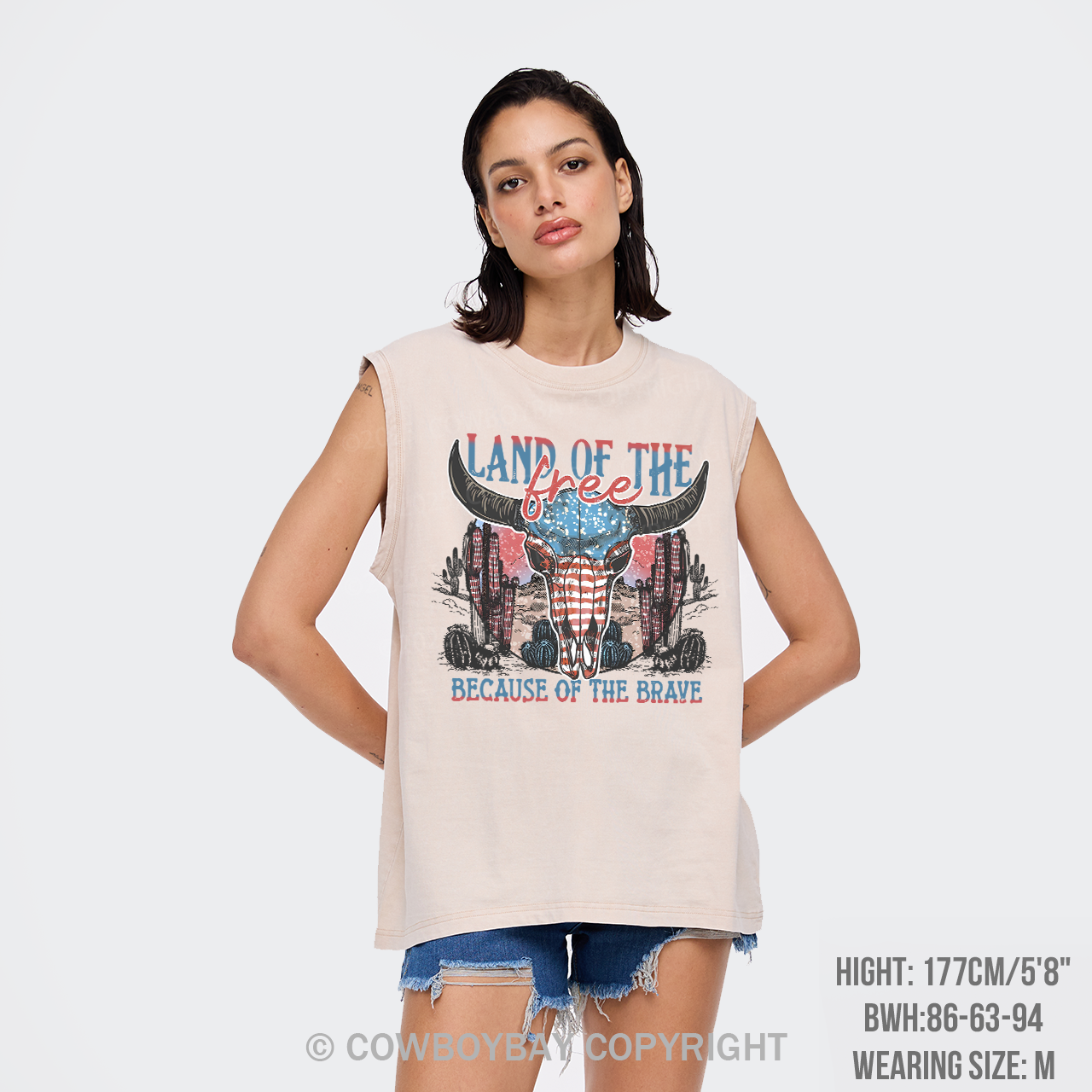 4th Of July And Cow Skull Washed Tanks