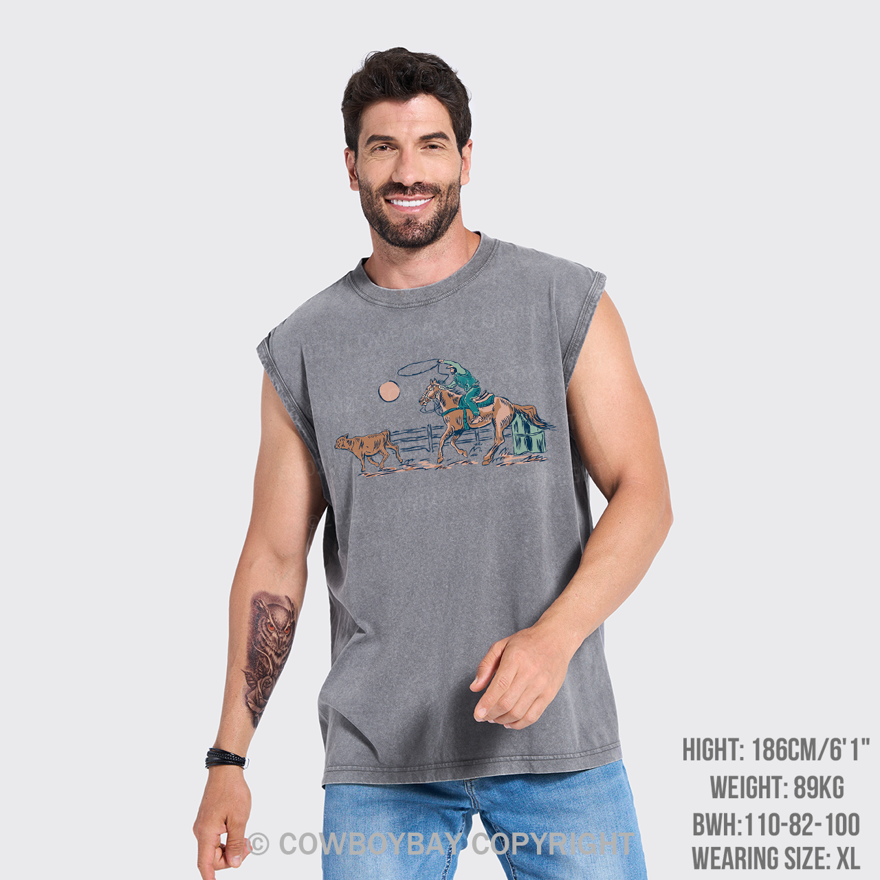 Western Cowboy Rodeo Washed Tanks