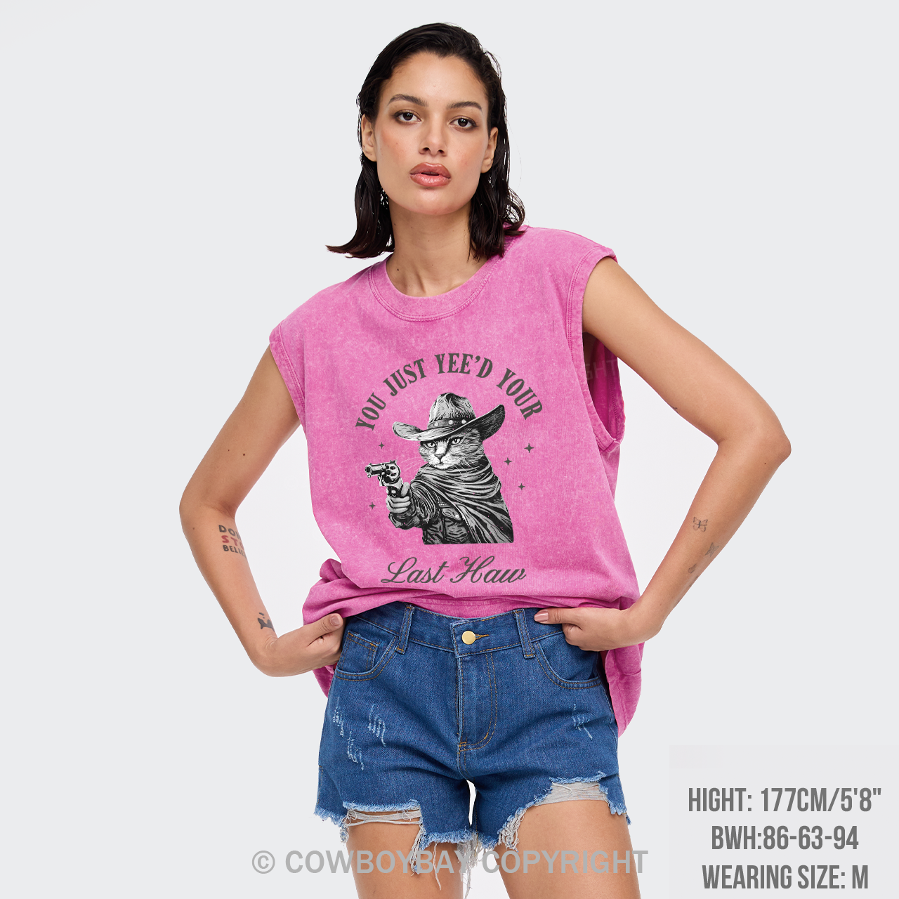 Western Cowboy Cats Love To Shoot Washed Tanks