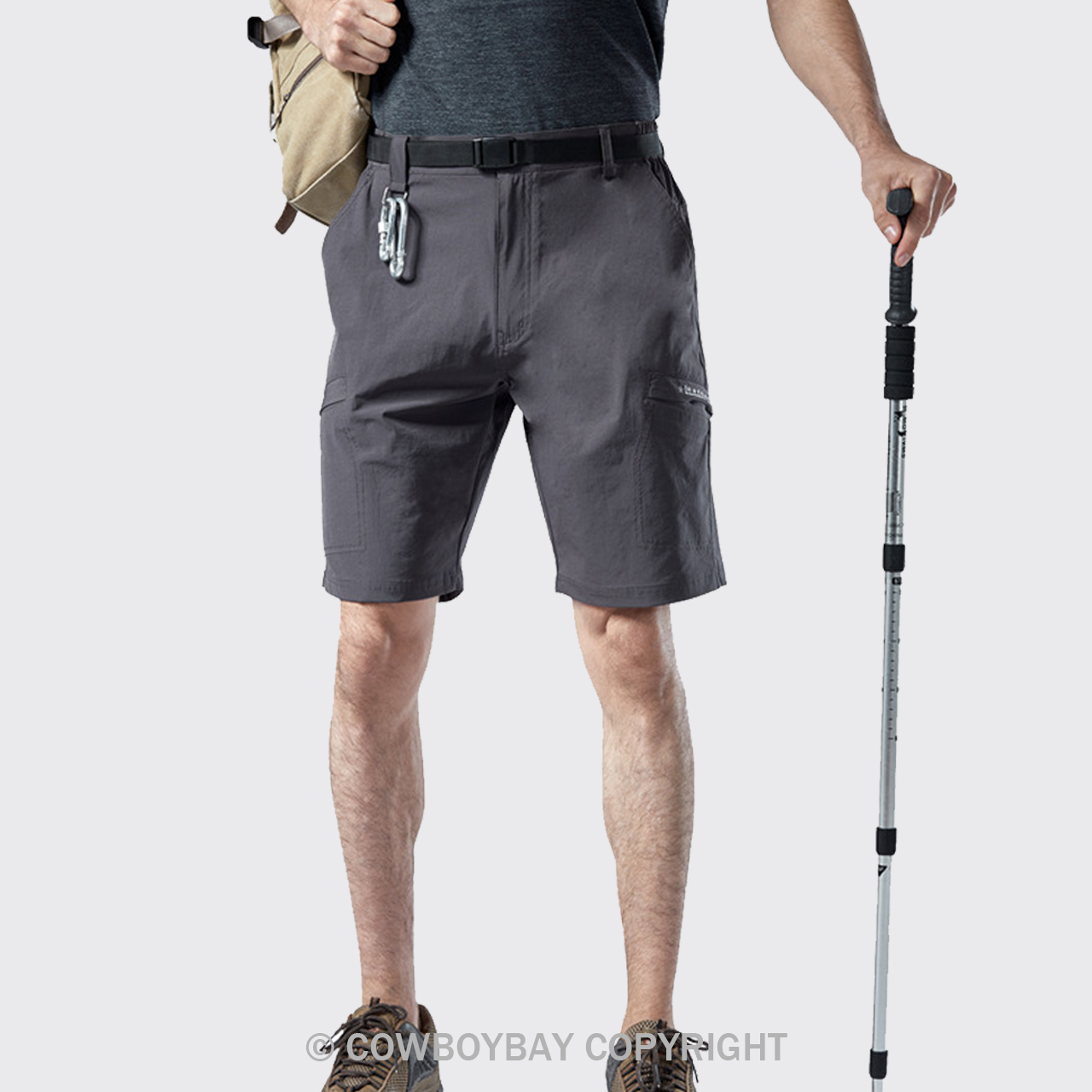 Men's Grey Multi-Pocket Quick-Drying Shorts