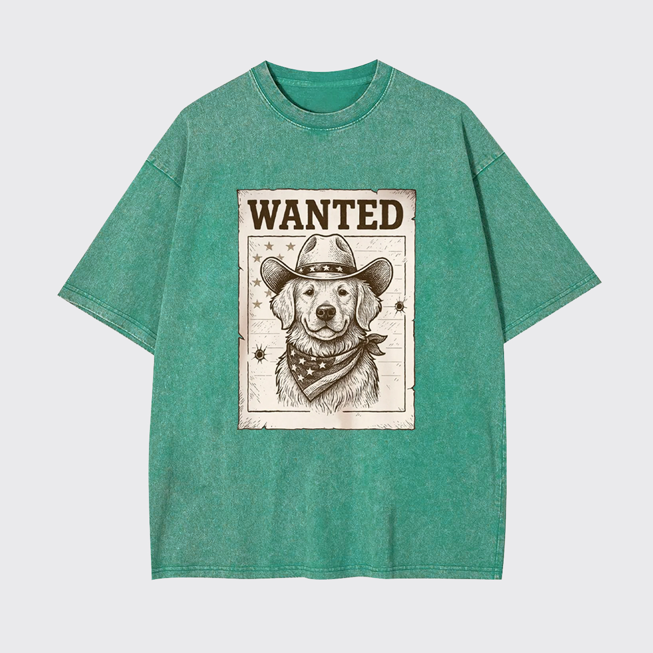 Wanted Poster Cowboy Dog Garment-dye Tees