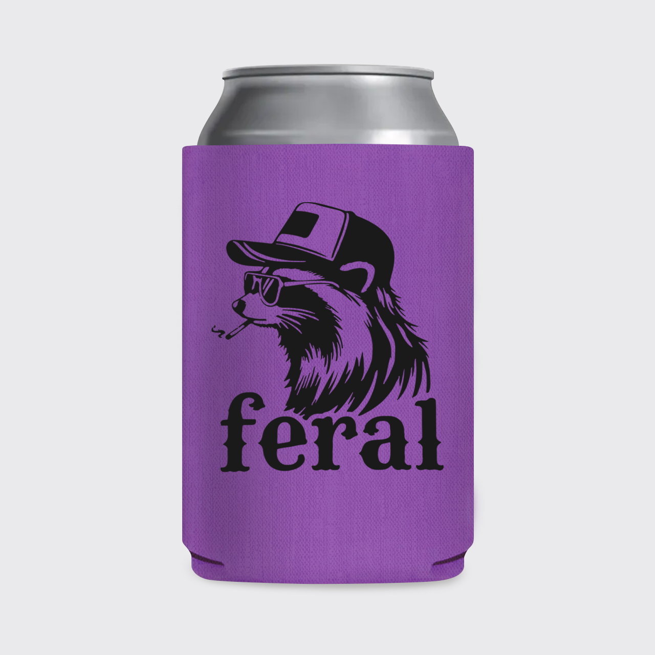 Feral Cowboy Raccoon Koozie