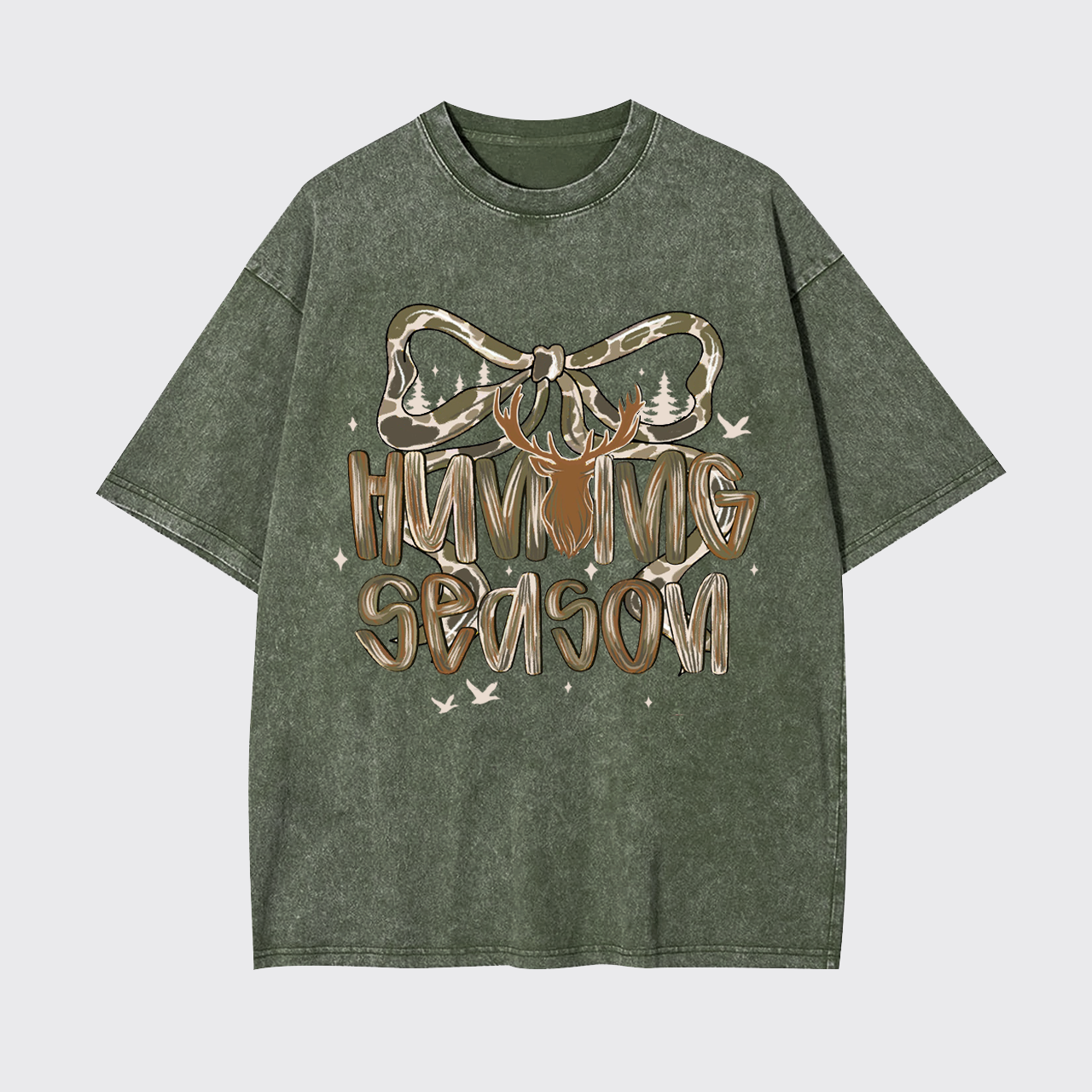 Hunting Season Camo Deer Garment-dye Tees