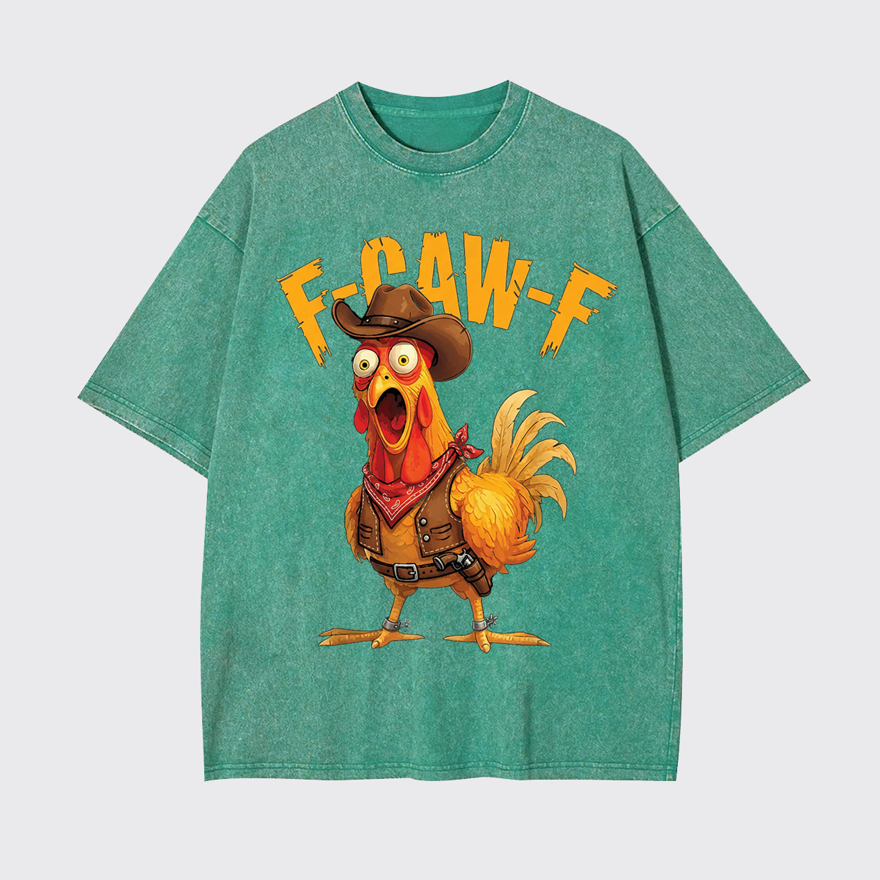 Funny Screaming Chicken F-CAW-F Garment-dye Tees