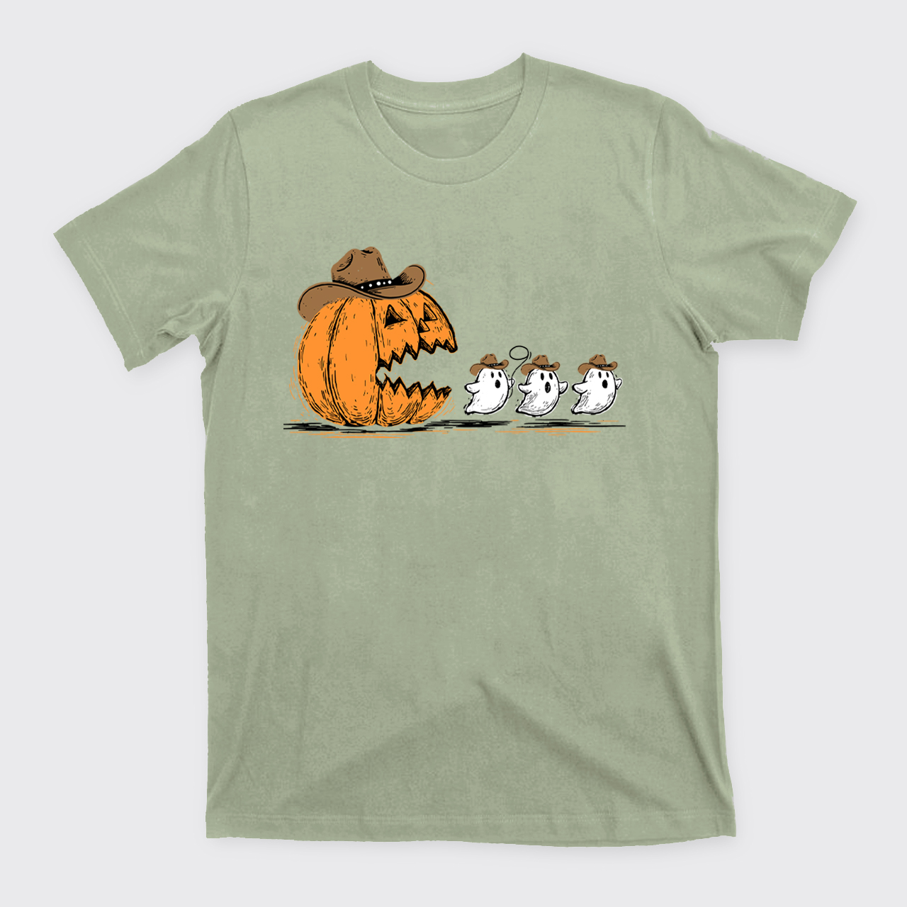 Spooky Halloween Pumpkin Chasing Ghost T-Shirts