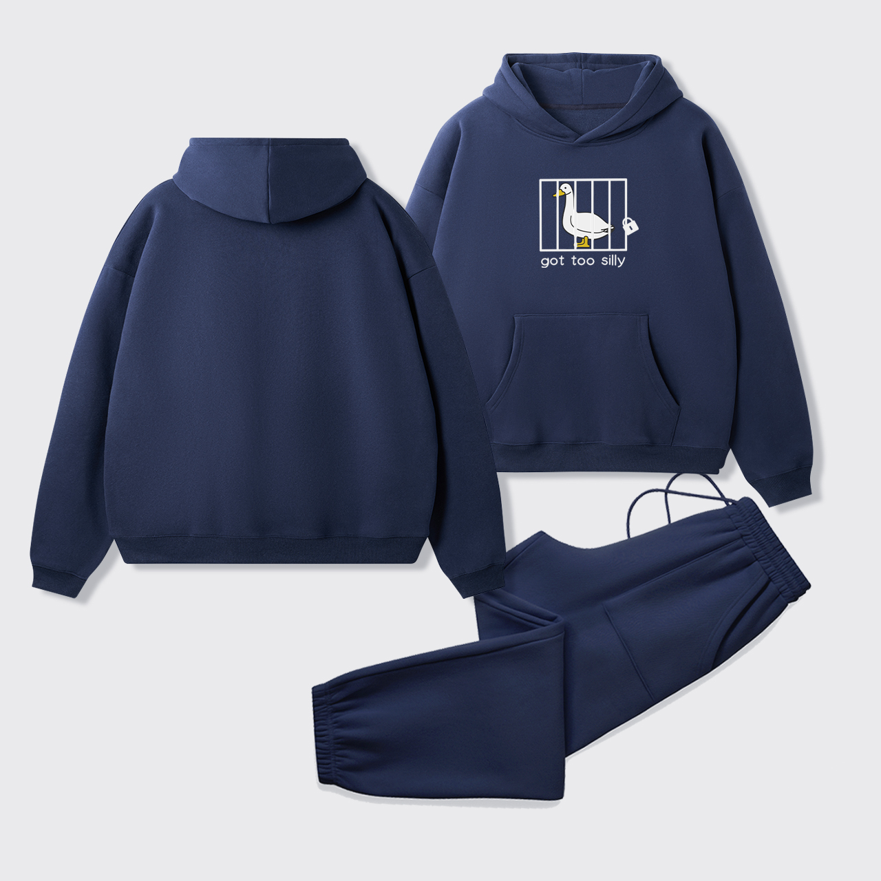 Got Too Silly Embroidered Fleece Hoodie Set