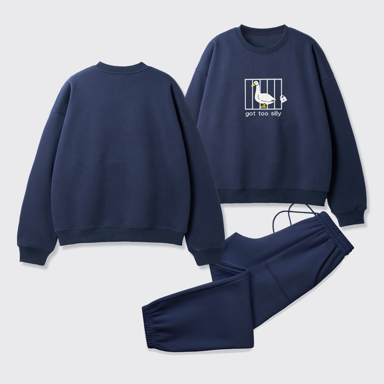 Got Too Silly Embroidered Fleece Sweatshirt Set