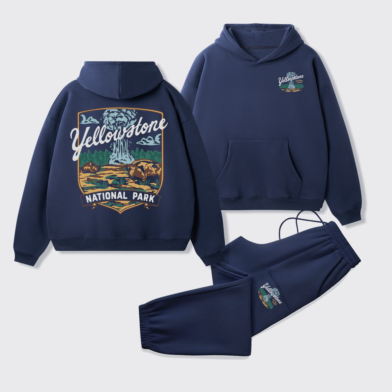 Yellowstone Vintage Illustration Fleece Hoodie Set