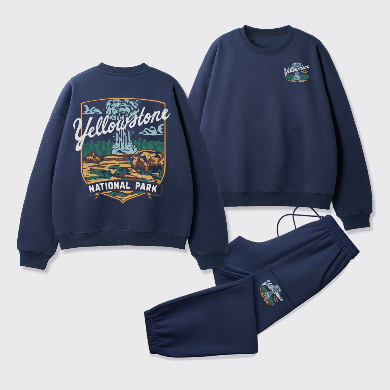 Yellowstone Vintage Illustration Fleece Sweatshirt Set