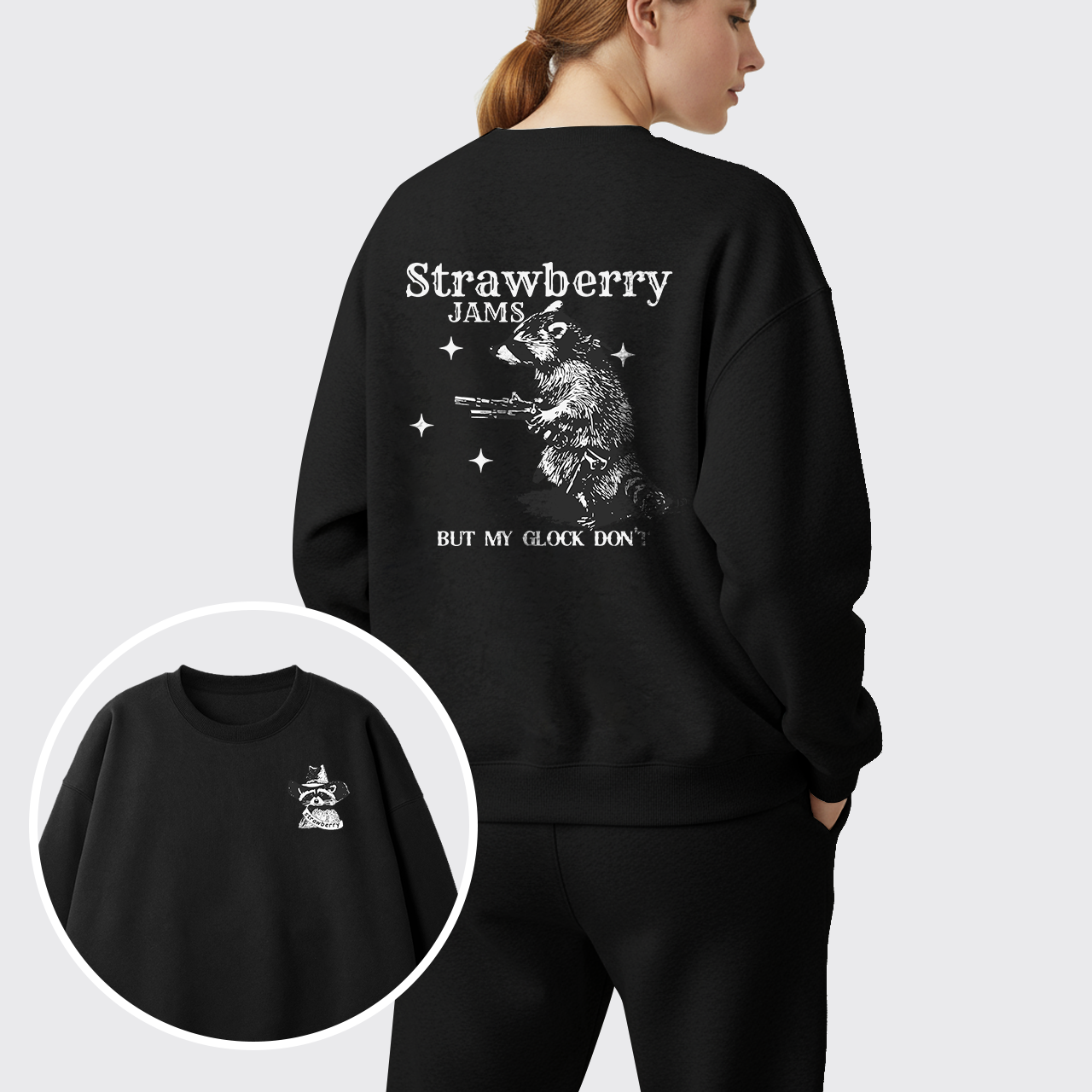 Snarky Sayings-Strawberry Jams But My Glock Don't Fleece Sweatshirt
