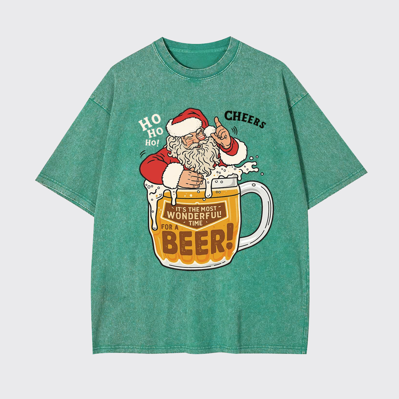 Funny Santa With Beer Garment-dye Tees