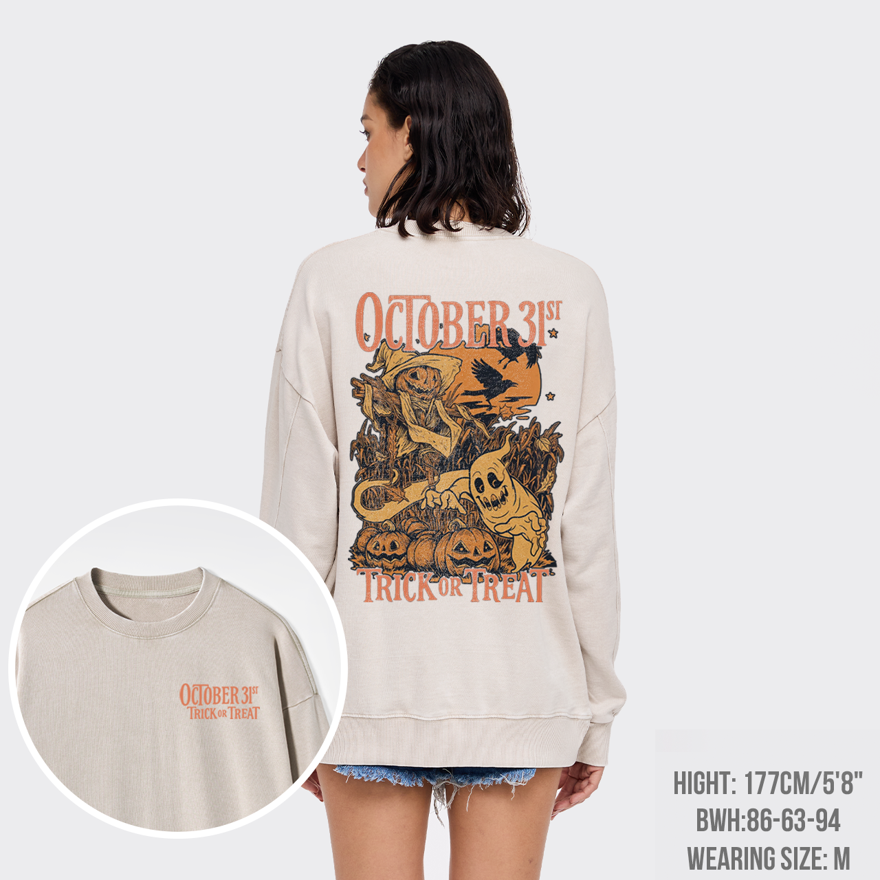 Vintage Halloween Spooky Horror Washed Sweatshirts