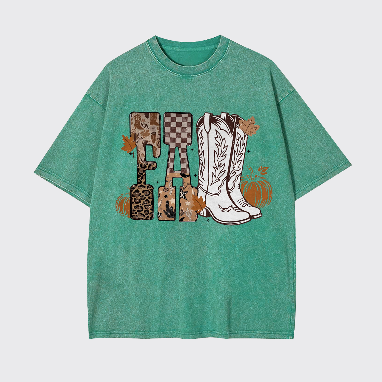 Western Cowgirl Boots Fall Garment-dye Tees