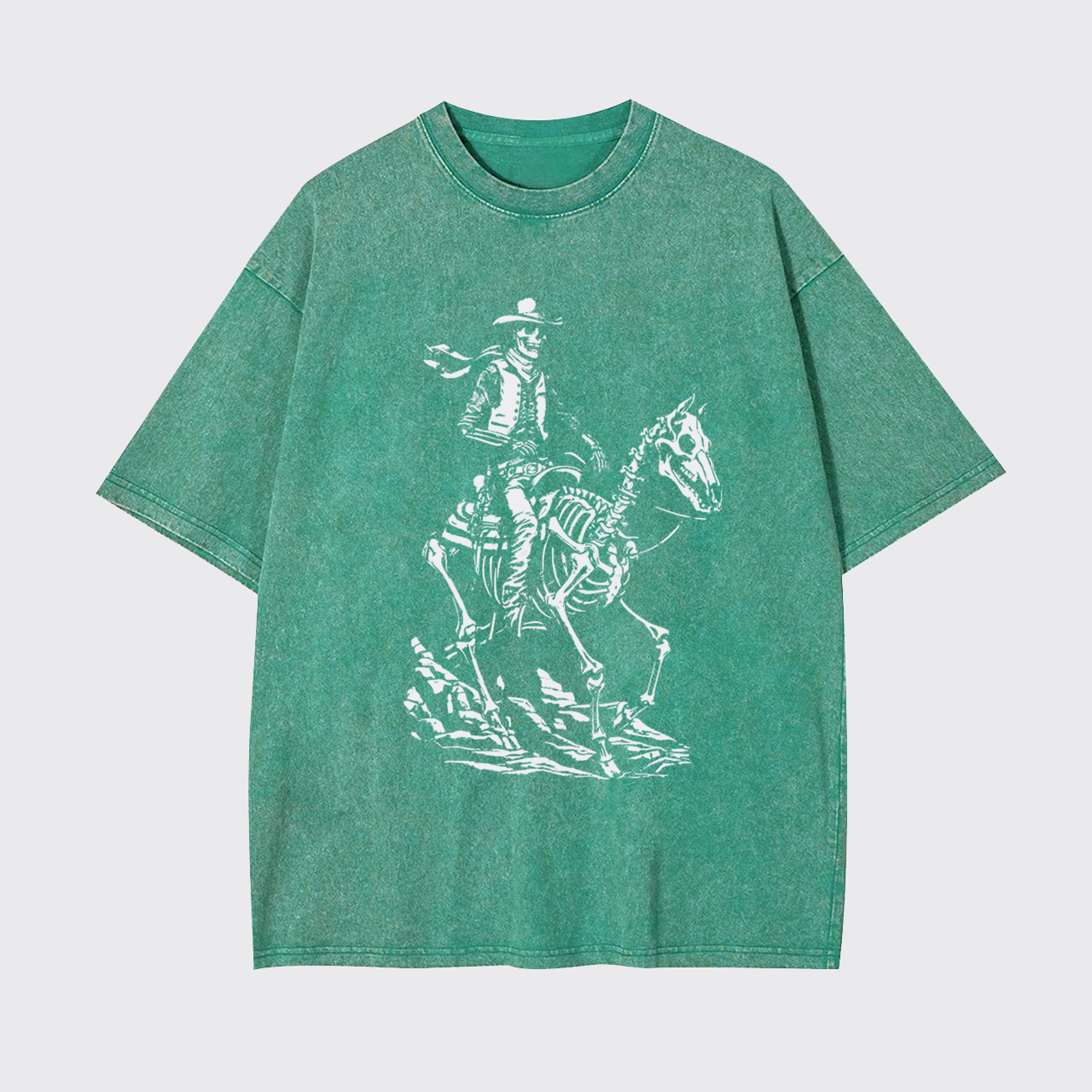 Skeleton Cowboy on Skeleton Horse Garment-dye Tees