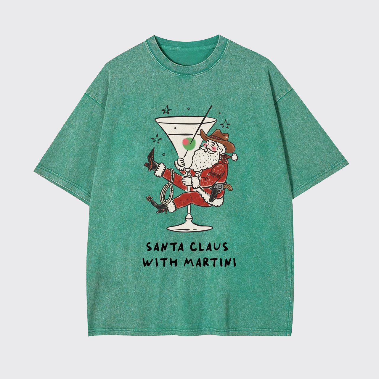 Santa Claus with Martini Garment-dye Tees