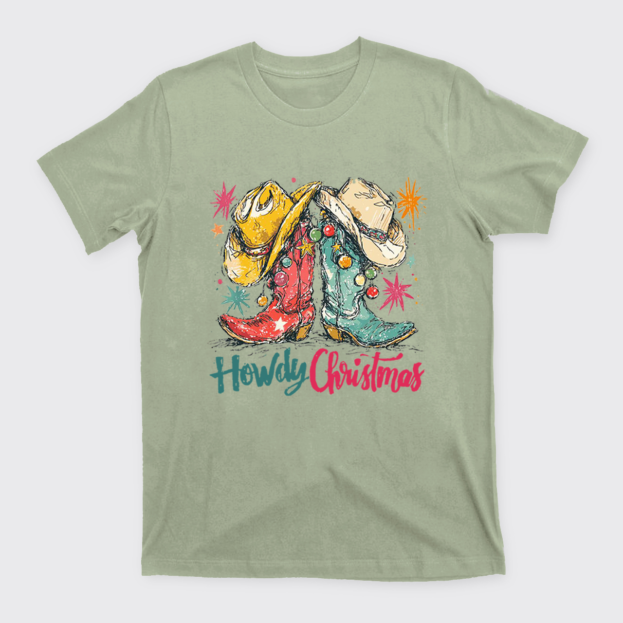 Howdy Christmas Western Cowboy Boot T-Shirts
