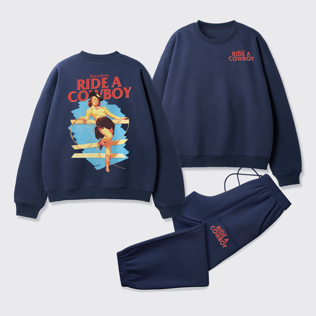 Fleece Save A Horse Ride A Cowboy Sweatshirt Set
